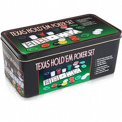 Σετ Μεταλλικό κουτί Poker Texas Holdem (200 μάρκες)