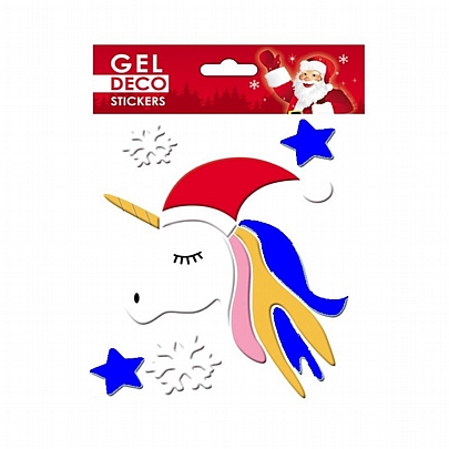 Διακοσμητικό Αυτοκόλλητο Gel για Τζάμια - Christmas Unicorn - Global Gift