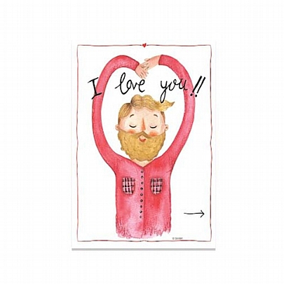 Χειροποίητη ευχετήρια κάρτα με Φάκελο - I Love You (Men/17x11.5) - J.o. Creations
