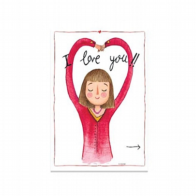 Χειροποίητη ευχετήρια κάρτα με Φάκελο - I Love You (I) (17x11.5) - J.o. Creations