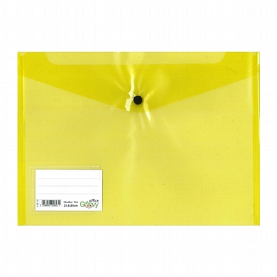 Φάκελος PP με κουμπί & ετικέτα - Διάφανος Κίτρινος (23.8x33cm) - Groovy Office