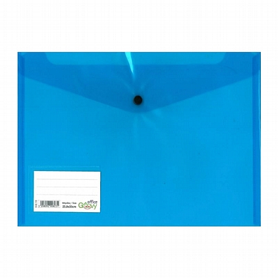 Φάκελος PP με κουμπί & ετικέτα - Διάφανος Μπλε (23.8x33cm) - Groovy Office