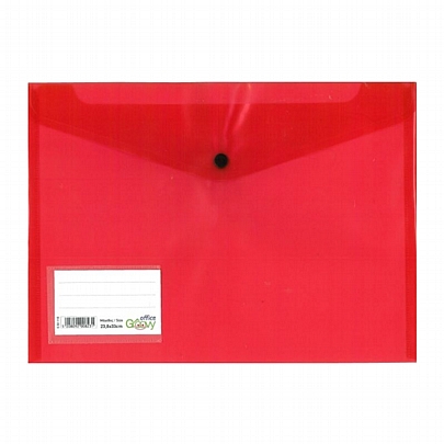 Φάκελος PP με κουμπί & ετικέτα - Διάφανος Κόκκινος (23.8x33cm) - Groovy Office