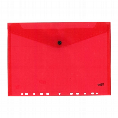 Φάκελος με κουμπί & τρύπες - Διαφανής Κόκκινος (24x33) - Groovy