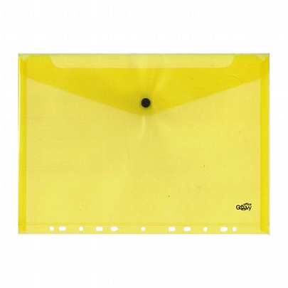 Φάκελος με κουμπί & τρύπες - Διαφανής Κίτρινος (24x33) - Groovy
