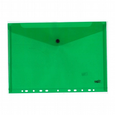 Φάκελος με κουμπί & τρύπες - Διαφανής Πράσινος (24x33) - Groovy