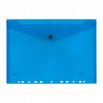 Φάκελος με κουμπί & τρύπες - Διαφανής Μπλε (24x33) - Groovy