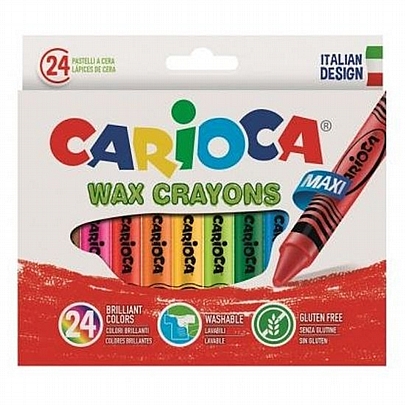 Κηρομπογιές 24 χρωμάτων (Ø11mm) - Carioca Wax Maxi