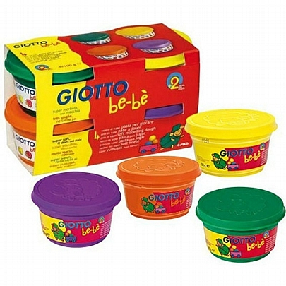 Πλαστοζυμαράκια 4 χρωμάτων (Πράσινο- Πορτοκαλί-Μοβ-Κίτρινο/4x100gr) - Giotto Be-be