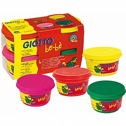 Πλαστοζυμαράκια 4 χρωμάτων (Πράσινο- Πορτοκαλί-Ροζ-Κίτρινο/4x100gr) - Giotto Be-be