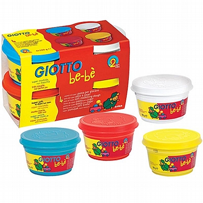 Πλαστοζυμαράκια 4 χρωμάτων (Γαλάζιο-Λευκό-Πορτοκαλί-Κίτρινο/4x100gr) - Giotto Be-be