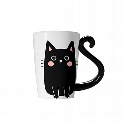 Κούπα κεραμική - Black Cat με χερούλι ουρά - I-total Gift