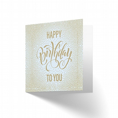 Ευχετήρια Ανάγλυφη & Επίχρυση Κάρτα με Φάκελο - Happy Birthday To You (Γαλάζια/10.5x10.5) - Marpimar