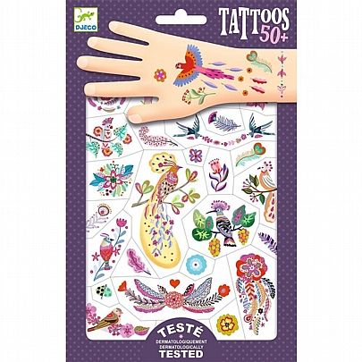 Τατουάζ για παιδιά με μεταλλικό εφέ - Πουλιά - Djeco