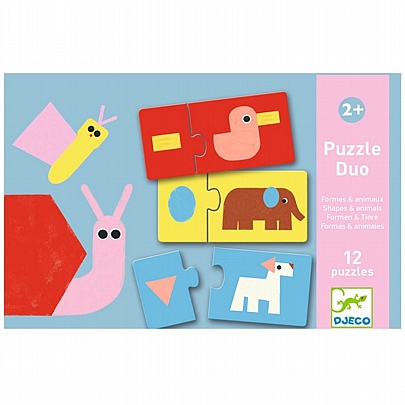 Puzzle Duo: Ζωάκια & Σχήματα (12 ζευγάρια) - Djeco