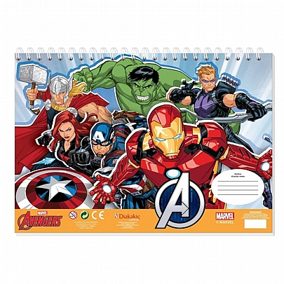 Μπλοκ ζωγραφικής σπιράλ με Αυτοκόλλητα & Στένσιλ A4 - Avengers Assemble (40Φ.) - Marvel