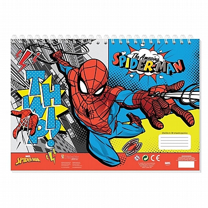 Μπλοκ ζωγραφικής σπιράλ με Αυτοκόλλητα & Στένσιλ A4 (40Φ.) - The Amazing Spiderman - Marvel