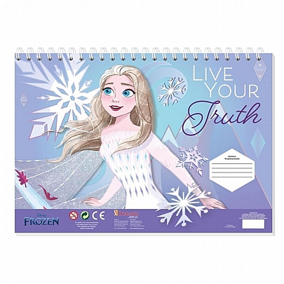 Μπλοκ ζωγραφικής σπιράλ με Αυτοκόλλητα & Στένσιλ A4 - Live Your Truth (40Φ.) - Frozen