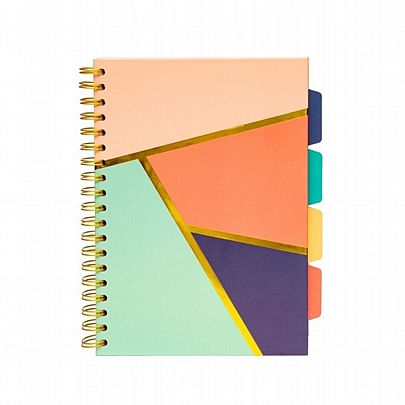 Σημειωματάριο σπιράλ ριγέ με σκληρό εξώφυλλο & λάστιχο - Geometrical (18x24) - Carpe Diem