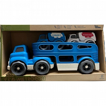 Οικολογικά Οχήματα: Μπλε Φορτηγό Μεταφορέας με Περιπολικό & Ασθενοφόρο- Ecometropoli