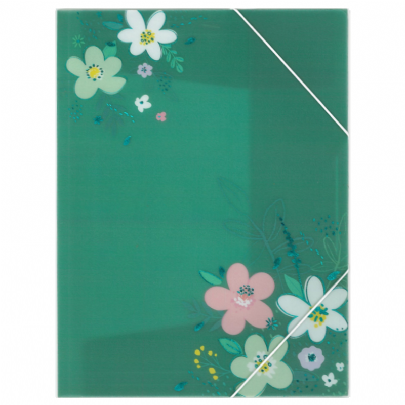 Πλαστικός φάκελος με λάστιχο - Πράσινος με μεταλλιζέ λεπτομέρειες (24x32) - Notes