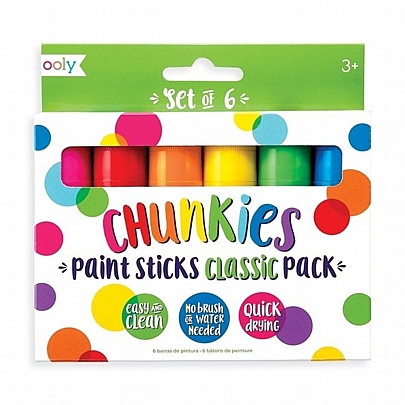 Στερεά τέμπερα σε μορφή μαρκαδόρου 6 Κλασσικών χρωμάτων -  Ooly Chunkies
