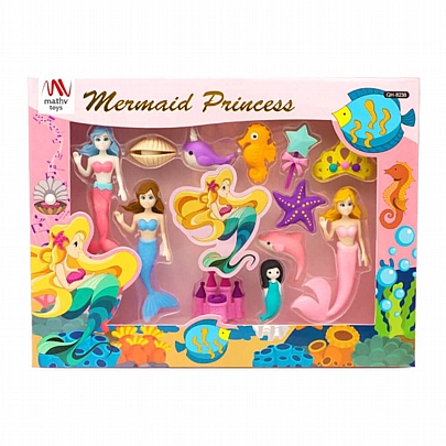 Σετ σβήστρες - Πριγκίπισσα Γοργόνα (12τμχ.) - Qihao