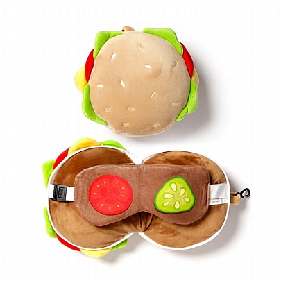 Σετ ταξιδιού μάσκα ύπνου & μαξιλαράκι - Fast food burger - Puckator