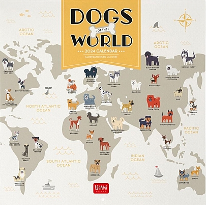 Μηνιαίο Ημερολόγιο Τοίχου 2024 - Dogs World (30x29) - Legami