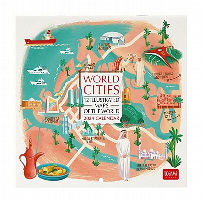 Μηνιαίο Ημερολόγιο Τοίχου 2024 - World Cities (18x18) - Legami