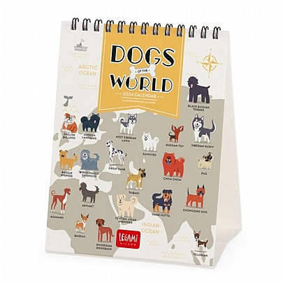 Μηνιαίο Επιτραπέζιο Ημερολόγιο 2024 Σπιράλ - Dogs World (12x14.5) - Legami