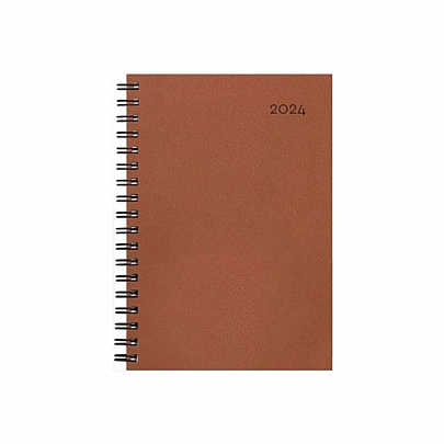 Ημερήσιο Ημερολόγιο Very Simple Spiral 2024 - Brown (12x17) - AdBook