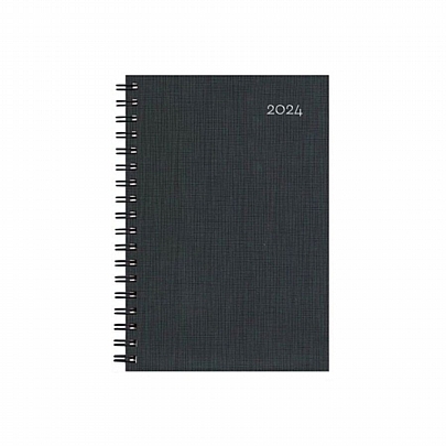 Ημερήσιο Ημερολόγιο Very Simple Spiral 2024 - Black (12x17) - AdBook