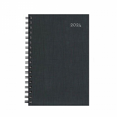 Ημερήσιο Ημερολόγιο Very Simple Spiral 2024 - Black (14x21) - AdBook