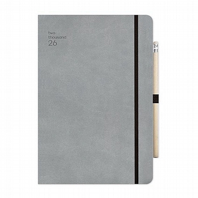 Ημερήσιο Ημερολόγιο με λάστιχο Handy 2026 - Grey (17x25) - AdBook