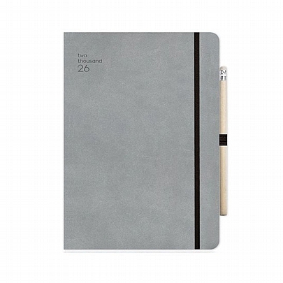 Ημερήσιο Ημερολόγιο με λάστιχο Handy 2026 - Grey (14x21) - AdBook
