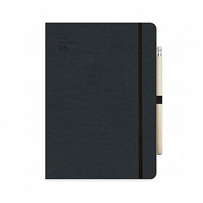 Ημερήσιο Ημερολόγιο με λάστιχο Handy 2026 - Black (14x21) - AdBook