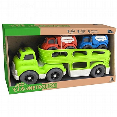Οικολογικά Οχήματα: Πράσινο Φορτηγό Μεταφορέας με Αστυνομικό & Πυροσβεστικό - Ecometropoli