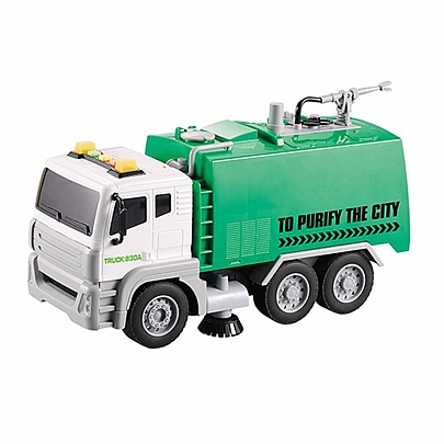 Όχημα Καθαρισμού Πράσινο με Μάνικα 1:12 (Με ήχο, Φως, Pump Λειτουργία & Κίνηση μέσω Τριβής) - Metropoli