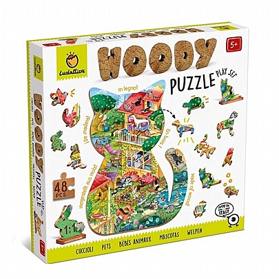 Woody Puzzle: Κατοικίδια Ζώα (48κ) - Ludattica
