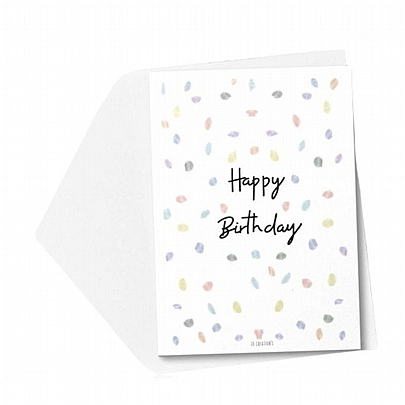 Χειροποίητη ευχετήρια κάρτα με Φάκελο - Happy Birthday (Dots/11x15.5) - J.o. Creations