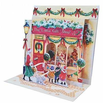 Χριστουγεννιάτικη κάρτα 3D με Φάκελο - Μαγαζί με Δώρα (16x16) - Pictura