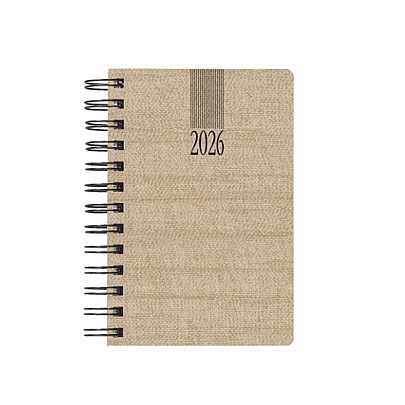 Ημερήσιο Ημερολόγιο Σπιράλ Kashmir Wire 2026 - Μπεζ (11x16.5) - Theofylaktos