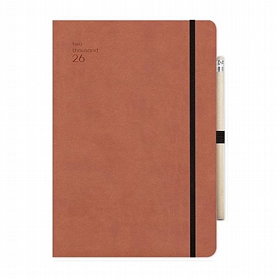 Εβδομαδιαίο Ημερολόγιο με λάστιχο Handy 2026 - Tan (17x25) - AdBook