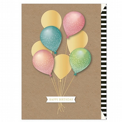 Ευχετήρια Κάρτα ανάγλυφη με Φάκελο - Happy Birthday (Ballons/17.5x11.5) - ArteBene