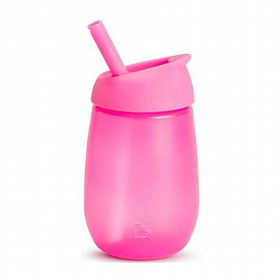 Ποτήρι με καλαμάκι Simple Clean Straw - Pink (296ml) - Munchkin