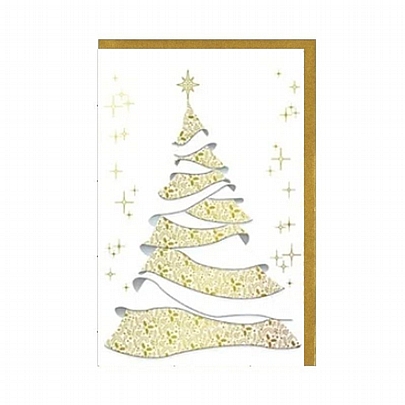 Χριστουγεννιάτικη κάρτα με Φάκελο - Golden Cristmas Tree (11.5x17.2) - ThePaperBox