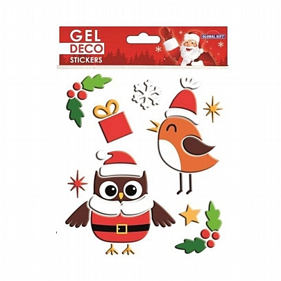 Διακοσμητικό Αυτοκόλλητο Gel για Τζάμια - Christmas Owl - Global Gift