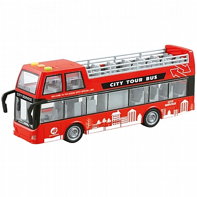 Διπλό Τουριστικό Λεωφορείο Κόκκινο 1:16 (Με ήχο, Φώτα & Κίνηση μέσω τριβής) - Metropoli