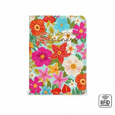 Θήκη Διαβατηρίου & Προστασία Ασύρματης Ανάγνωσης Πιστωτικών Καρτών - Happy Flowers - Legami